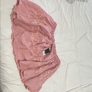 Women's Pink Eyelet Circle Skirt with Scalloped Hem